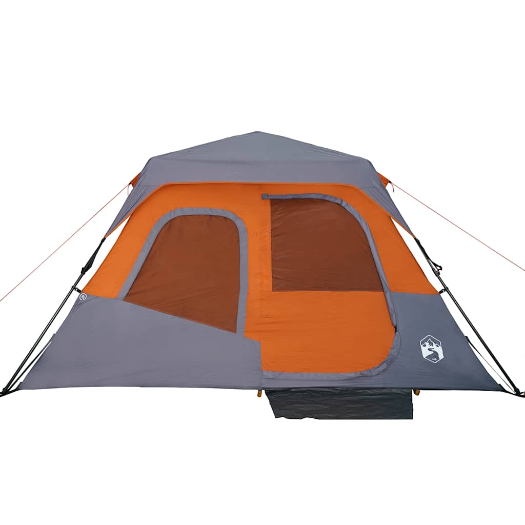 vidaXL Familienzelt 6 Personen Grau Orange Quick Release Wasserdicht