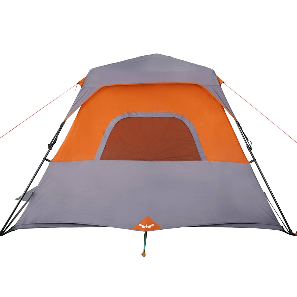 vidaXL Familienzelt 6 Personen Grau Orange Quick Release Wasserdicht
