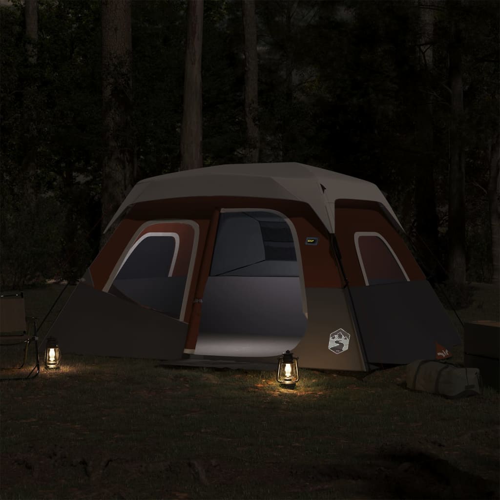 vidaXL Familienzelt mit LED 6 Personen Hellgrau Orange Quick Release