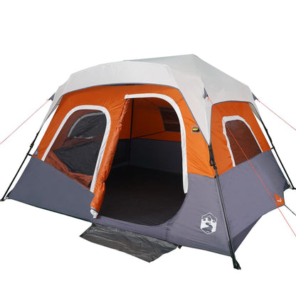 vidaXL Familienzelt mit LED 6 Personen Hellgrau Orange Quick Release