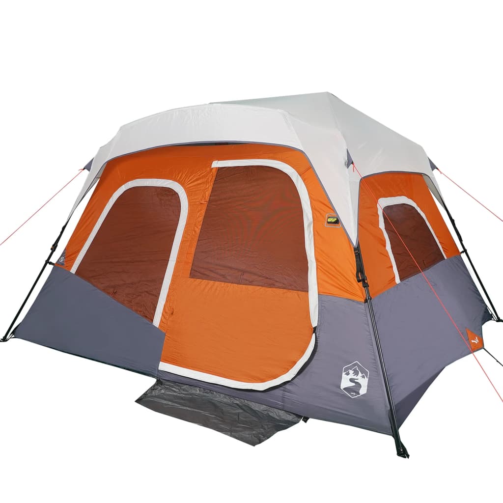 vidaXL Familienzelt mit LED 6 Personen Hellgrau Orange Quick Release