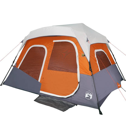 vidaXL Familienzelt mit LED 6 Personen Hellgrau Orange Quick Release