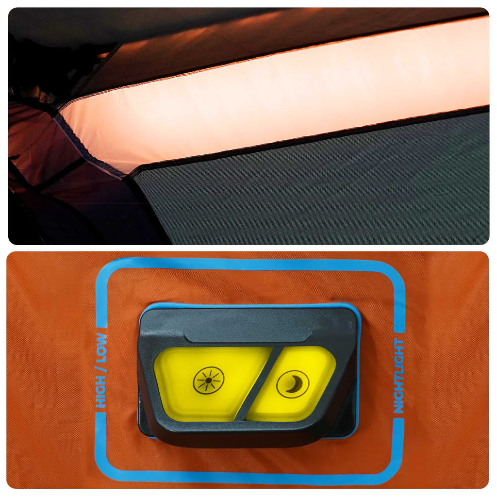 vidaXL Familienzelt mit LED 6 Personen Hellgrau Orange Quick Release
