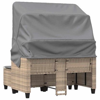 vidaXL Canapé de jardin 2 places avec toit et poufs en résine tressée beige