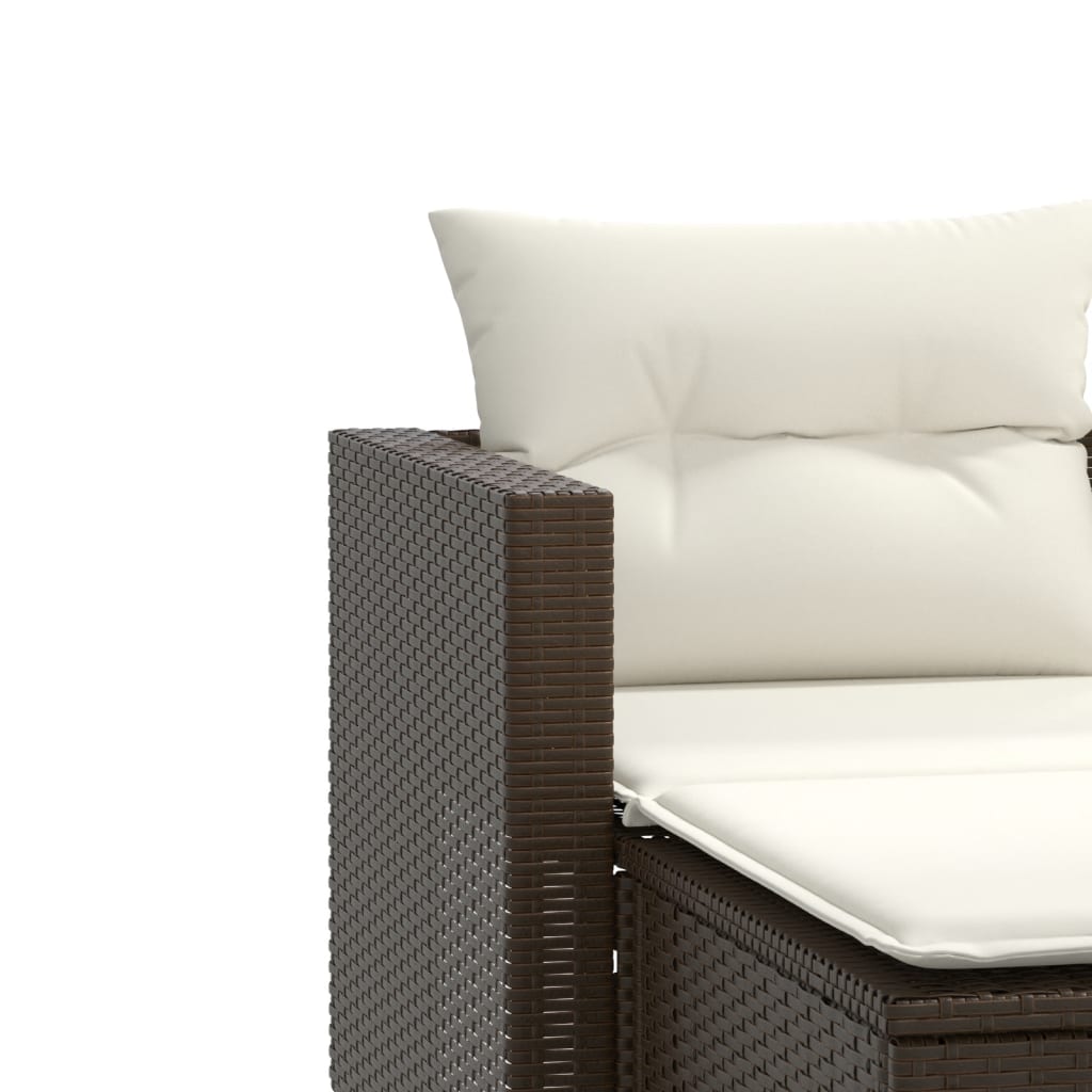 vidaXL Gartensofa 2-Sitzer mit Hockern Braun Poly Rattan