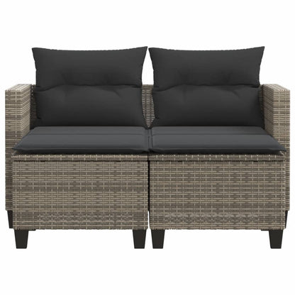 vidaXL Canapé de jardin 2 places avec repose-pieds Gris Résine tressée