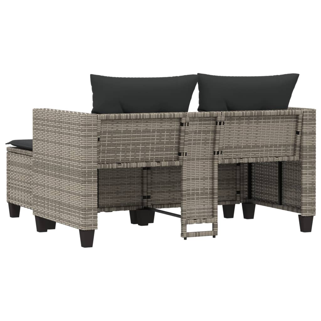 vidaXL Canapé de jardin 2 places avec repose-pieds Gris Résine tressée