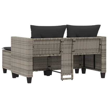 vidaXL Canapé de jardin 2 places avec repose-pieds Gris Résine tressée