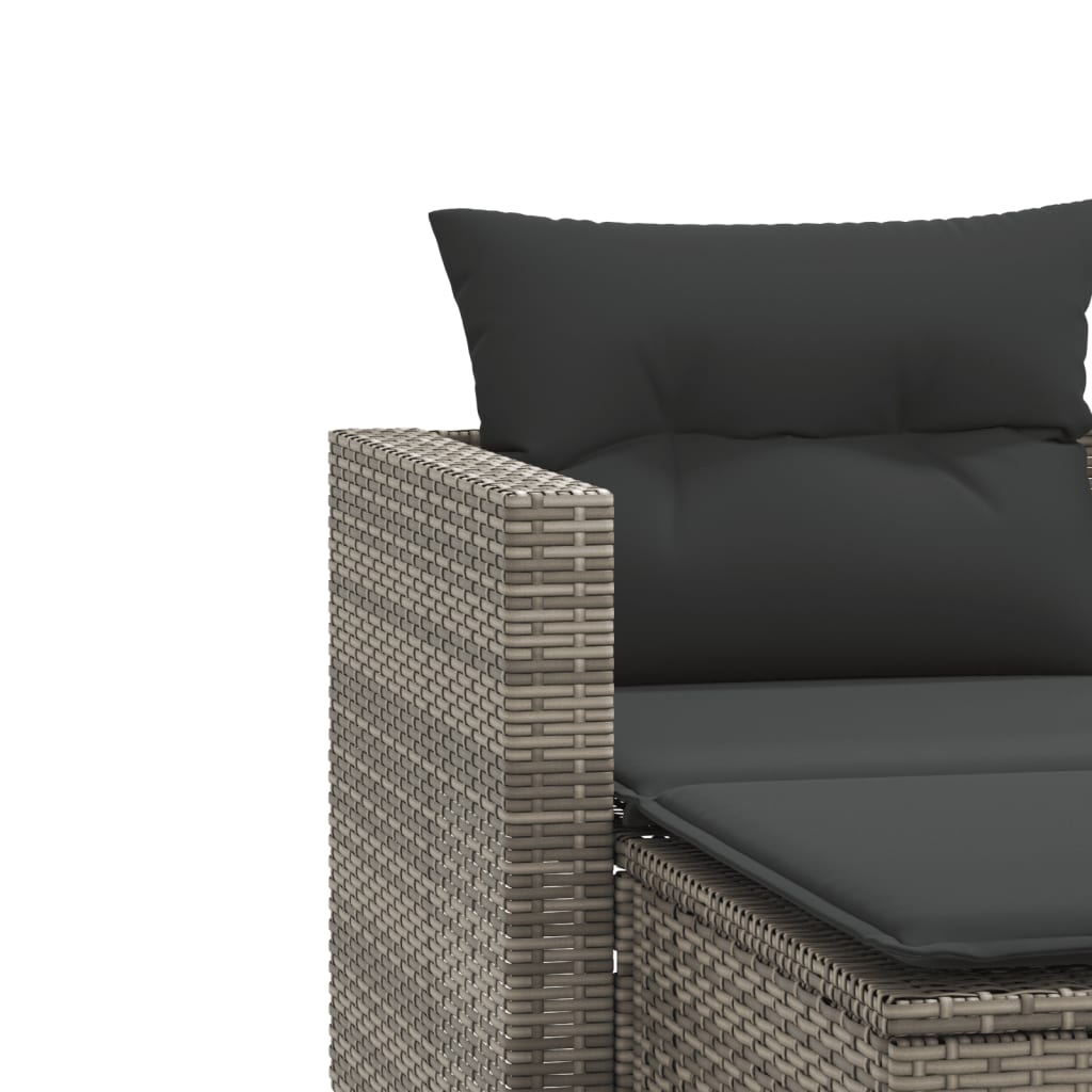 vidaXL Canapé de jardin 2 places avec repose-pieds Gris Résine tressée