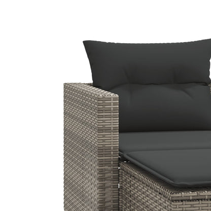 vidaXL Canapé de jardin 2 places avec repose-pieds Gris Résine tressée