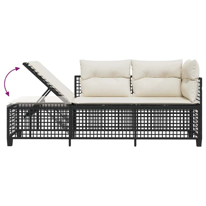 vidaXL 3-tlg. Garten-Ecksofa-Set mit Kissen Schwarz Poly Rattan
