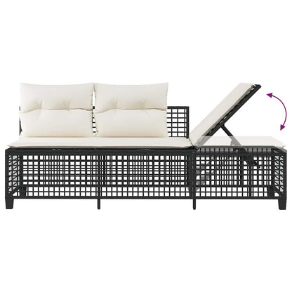 vidaXL 3-tlg. Garten-Ecksofa-Set mit Kissen Schwarz Poly Rattan