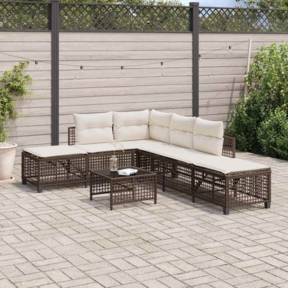 vidaXL 3-tlg. Garten-Ecksofa-Set mit Kissen Braun Poly Rattan