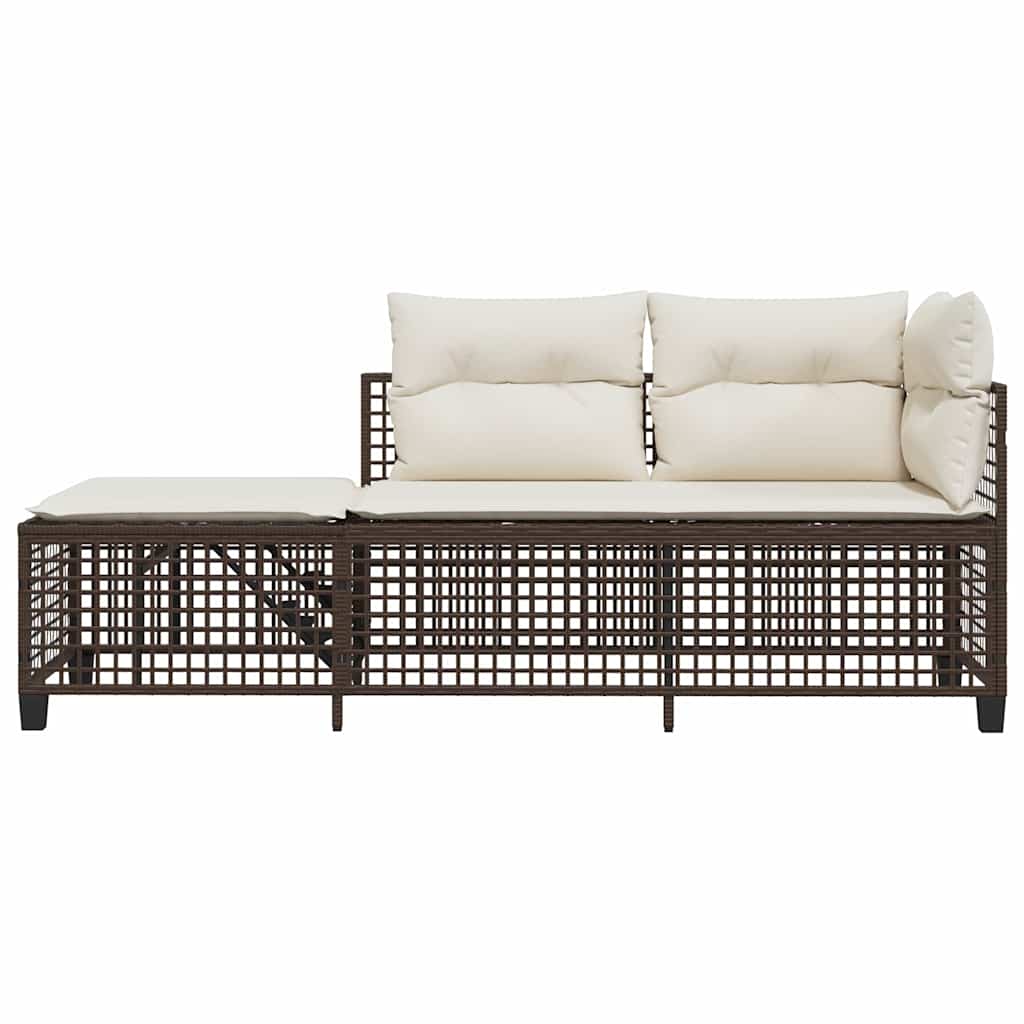 vidaXL 3-tlg. Garten-Ecksofa-Set mit Kissen Braun Poly Rattan