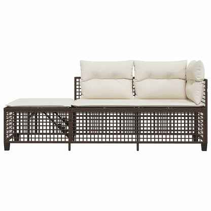 vidaXL 3-tlg. Garten-Ecksofa-Set mit Kissen Braun Poly Rattan