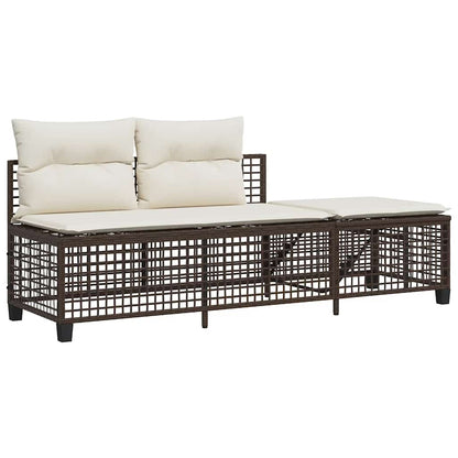 vidaXL 3-tlg. Garten-Ecksofa-Set mit Kissen Braun Poly Rattan