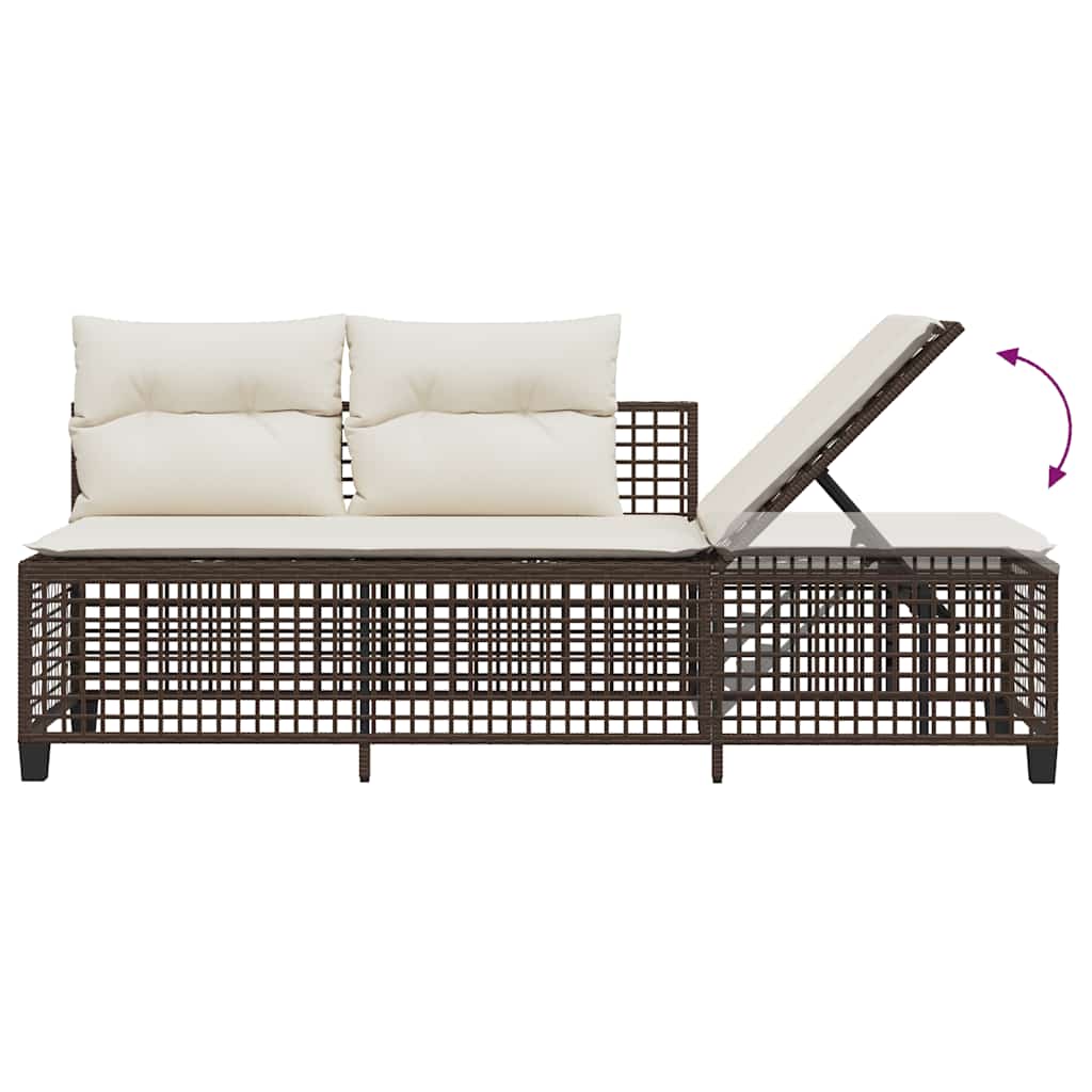 vidaXL 3-tlg. Garten-Ecksofa-Set mit Kissen Braun Poly Rattan