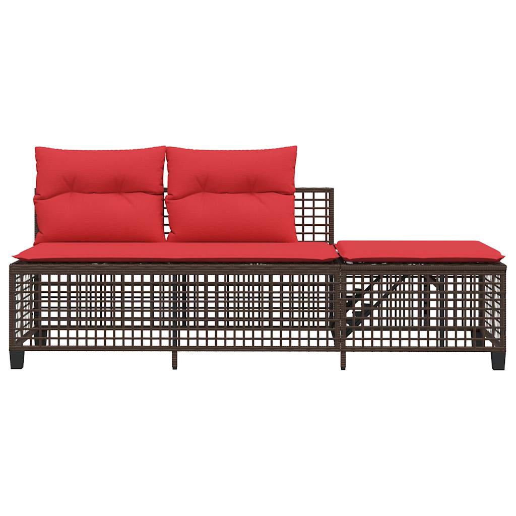 3-teiliges Ecksofa-Set für den Garten mit Kissen, braun, Polyrattan