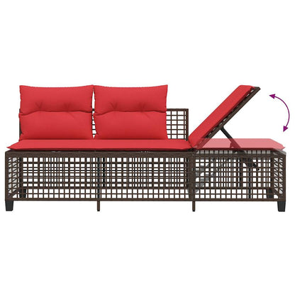 3-teiliges Ecksofa-Set für den Garten mit Kissen, braun, Polyrattan