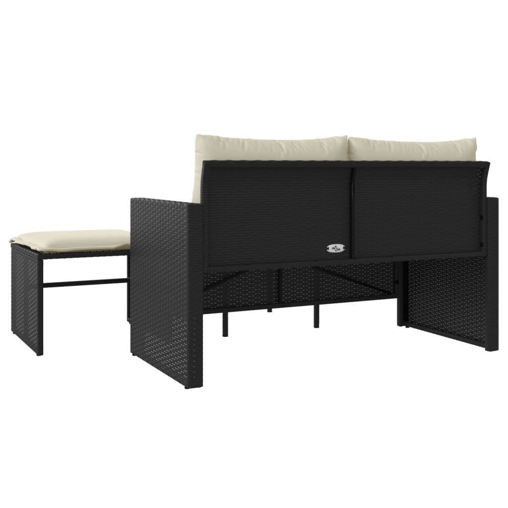 vidaXL Salon de jardin 3 pièces avec coussins Noir Résine tressée