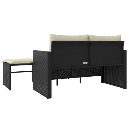 vidaXL Salon de jardin 3 pièces avec coussins Noir Résine tressée