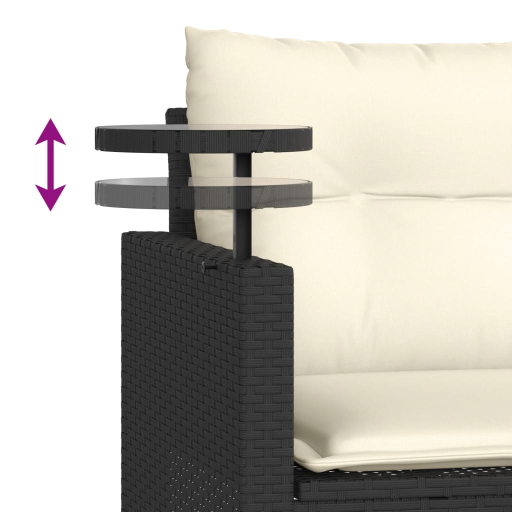vidaXL Salon de jardin 3 pièces avec coussins Noir Résine tressée