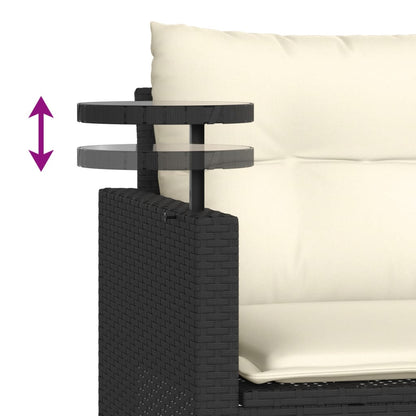 vidaXL Salon de jardin 3 pièces avec coussins Noir Résine tressée