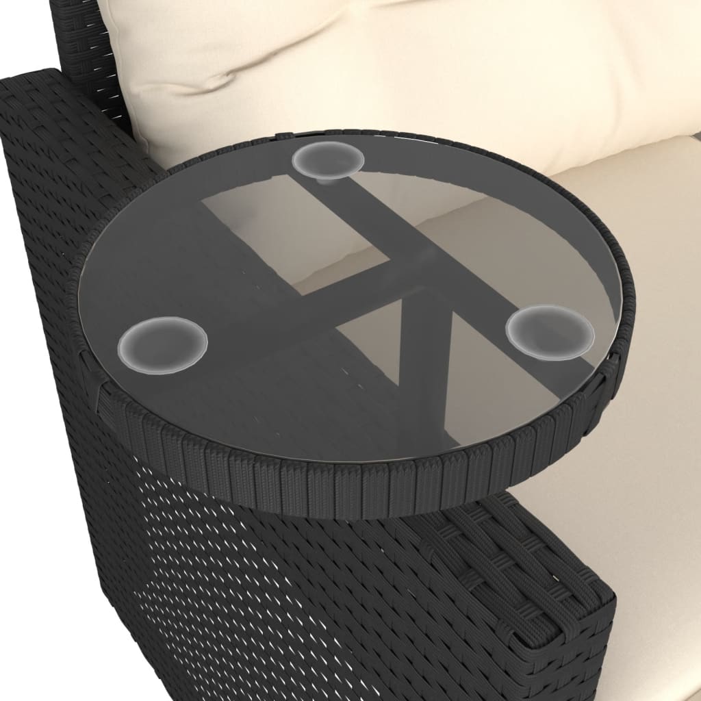 vidaXL Salon de jardin 3 pièces avec coussins Noir Résine tressée