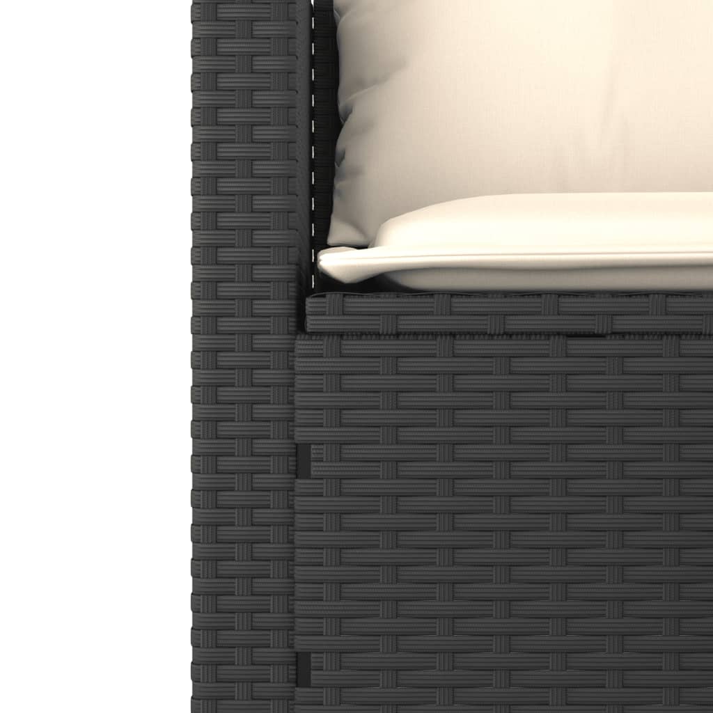 vidaXL Salon de jardin 3 pièces avec coussins Noir Résine tressée