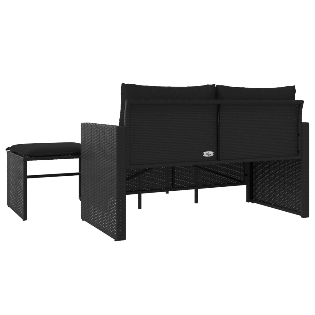 vidaXL Salon de jardin 3 pièces avec coussins Noir Résine tressée
