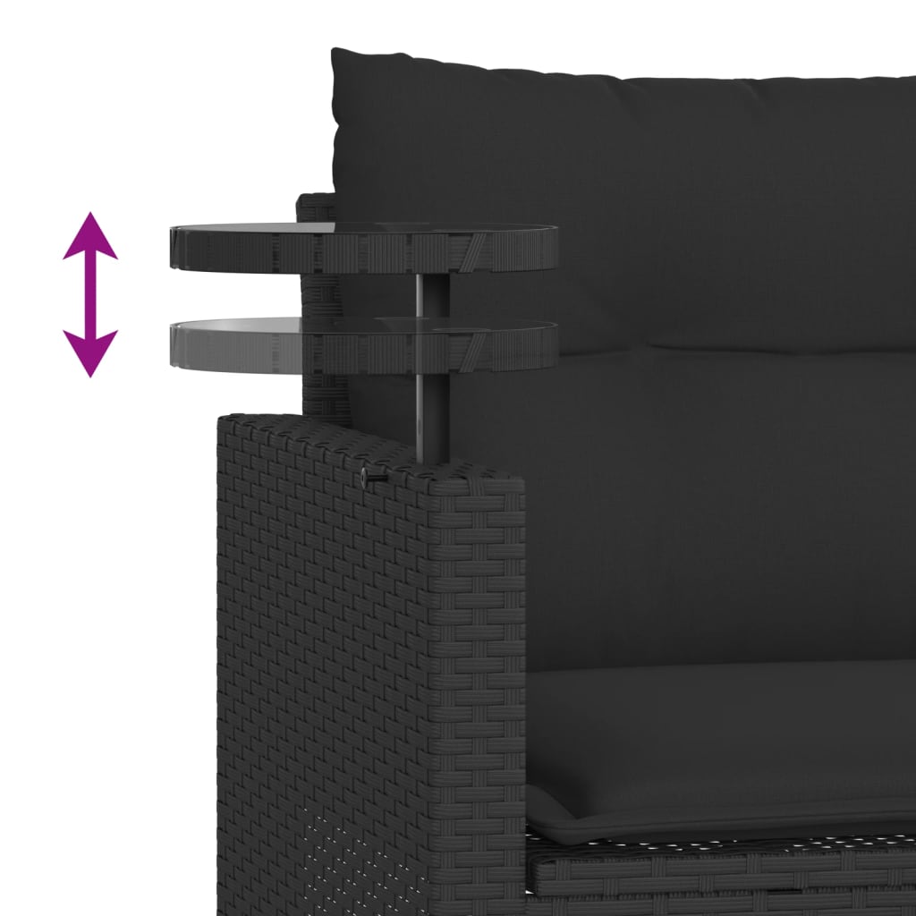 vidaXL Salon de jardin 3 pièces avec coussins Noir Résine tressée