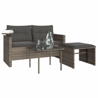 vidaXL Salon de jardin 3 pcs avec coussins Gris Résine tressée