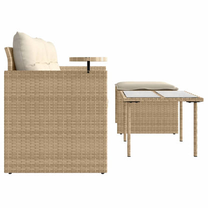 vidaXL Salon de jardin 3 pcs avec coussins Beige Résine tressée