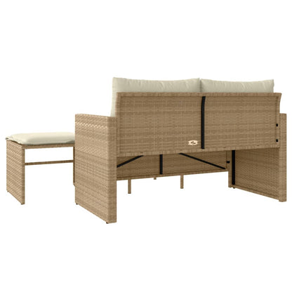 vidaXL Salon de jardin 3 pcs avec coussins Beige Résine tressée