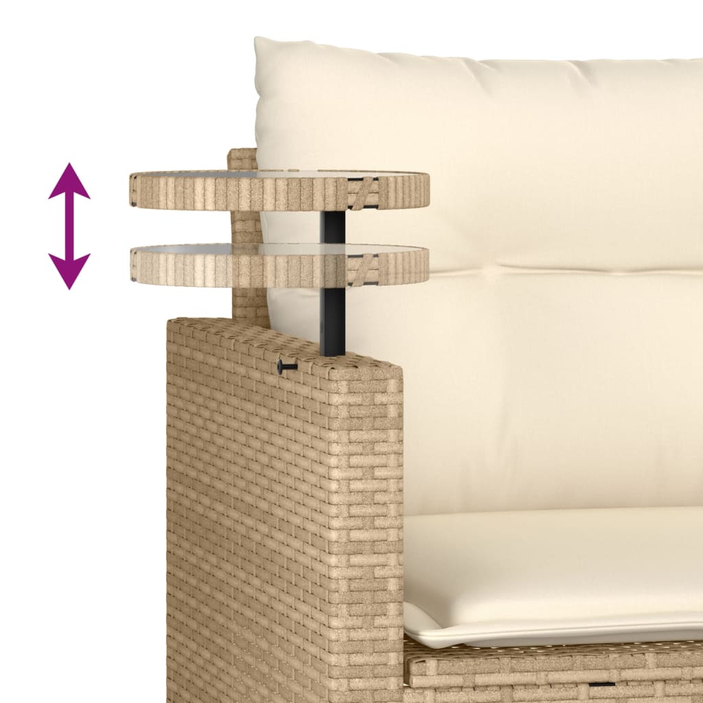 vidaXL Salon de jardin 3 pcs avec coussins Beige Résine tressée