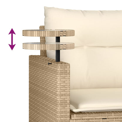 vidaXL Salon de jardin 3 pcs avec coussins Beige Résine tressée