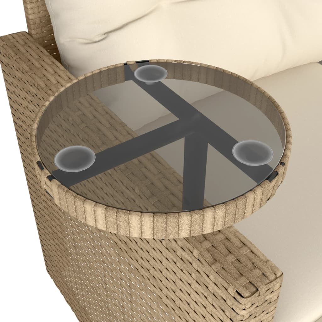 vidaXL Salon de jardin 3 pcs avec coussins Beige Résine tressée