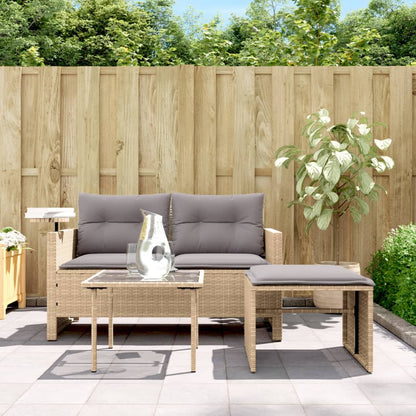 vidaXL Salon de jardin 3 pcs avec coussins Beige Résine tressée