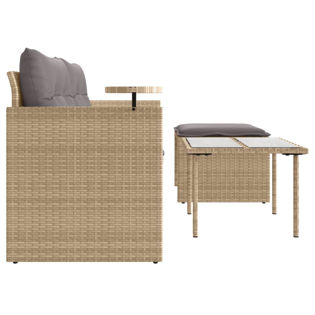 vidaXL Salon de jardin 3 pcs avec coussins Beige Résine tressée