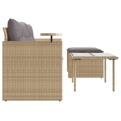 vidaXL Salon de jardin 3 pcs avec coussins Beige Résine tressée