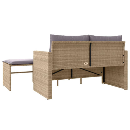vidaXL Salon de jardin 3 pcs avec coussins Beige Résine tressée