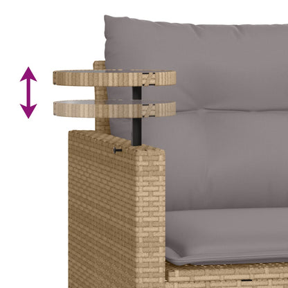 vidaXL Salon de jardin 3 pcs avec coussins Beige Résine tressée