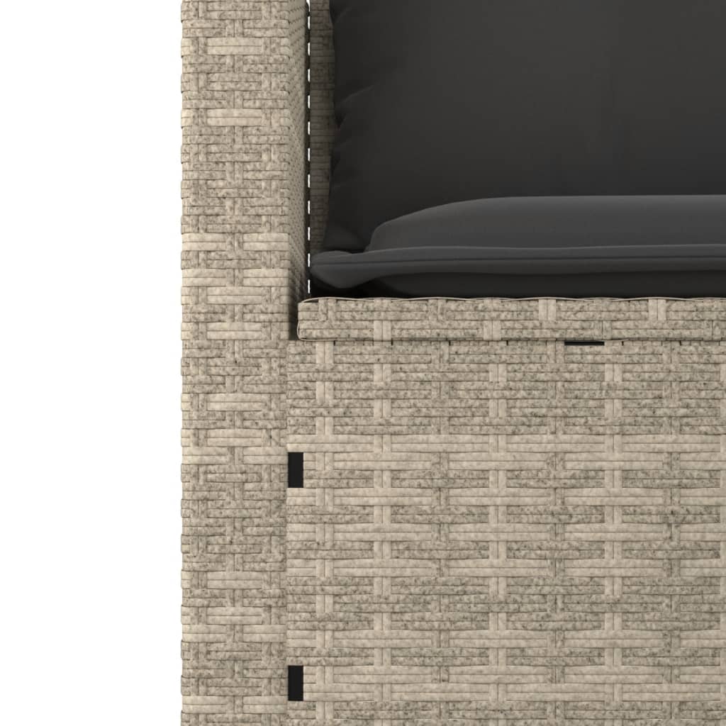 vidaXL 3-tlg. Garten-Sofagarnitur mit Kissen Hellgrau Poly Rattan