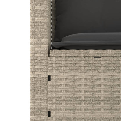 vidaXL 3-tlg. Garten-Sofagarnitur mit Kissen Hellgrau Poly Rattan