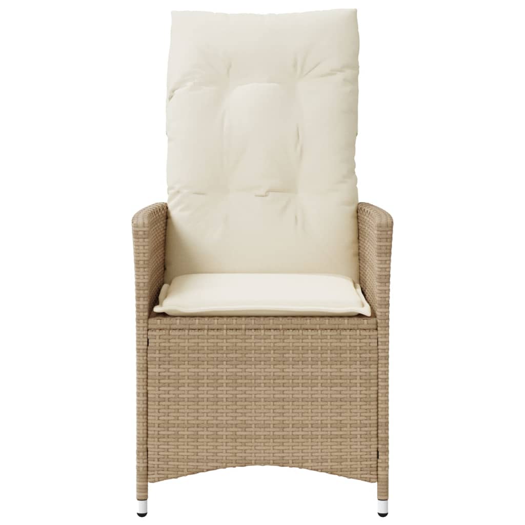 vidaXL Gartensessel mit Kissen Verstellbar Beige Poly Rattan