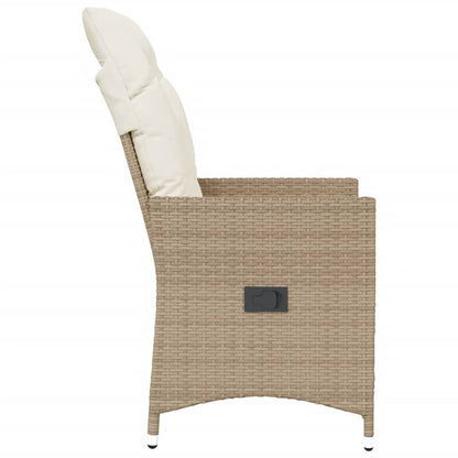 vidaXL Gartensessel mit Kissen Verstellbar Beige Poly Rattan