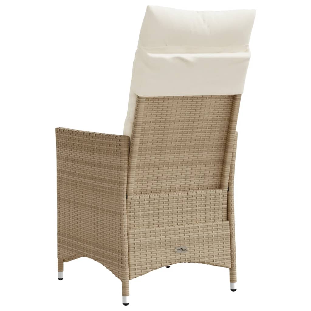 vidaXL Gartensessel mit Kissen Verstellbar Beige Poly Rattan