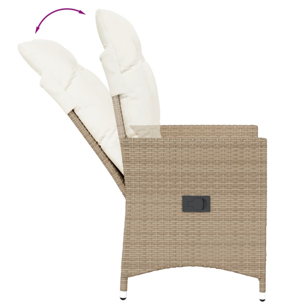 vidaXL Gartensessel mit Kissen Verstellbar Beige Poly Rattan