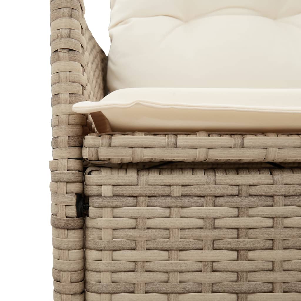 vidaXL Gartensessel mit Kissen Verstellbar Beige Poly Rattan
