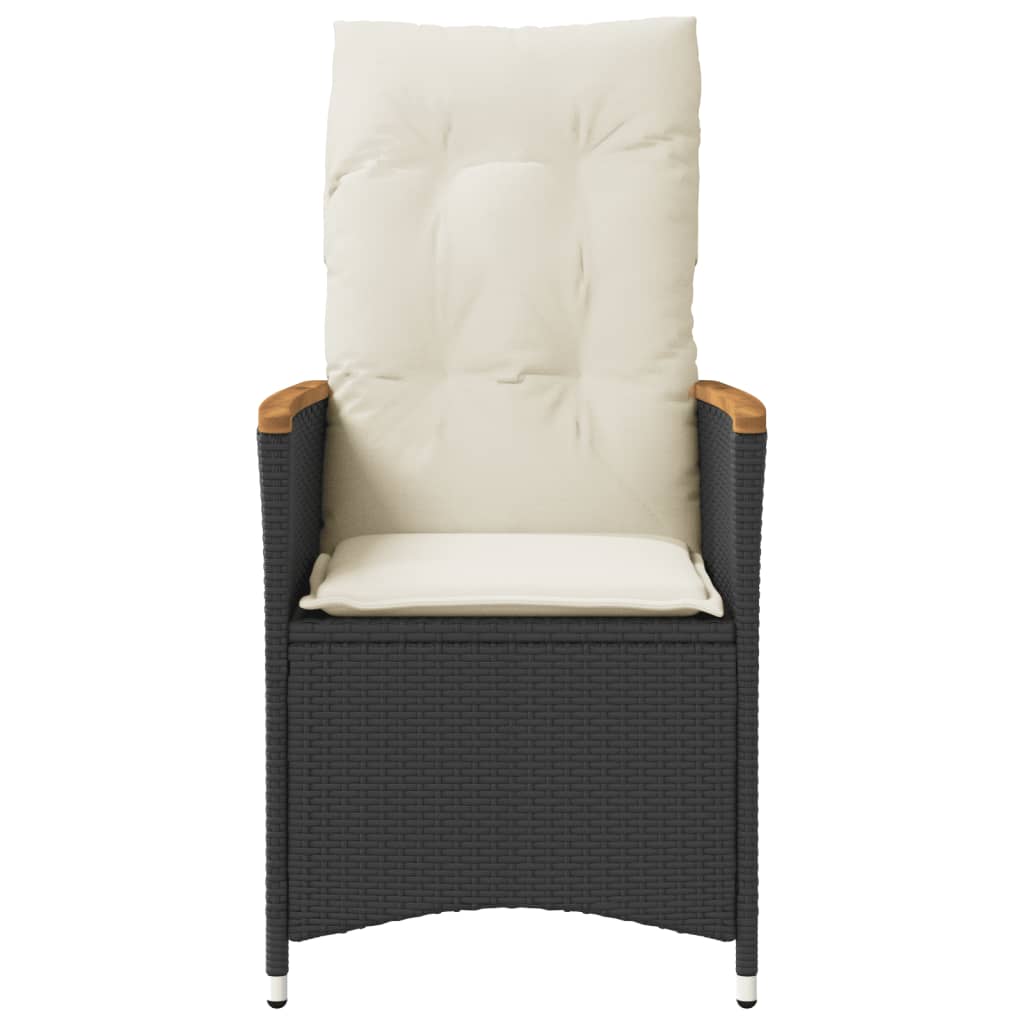 vidaXL Fauteuil de jardin réglable avec coussin noir résine tressée